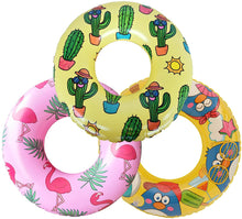 Load image into Gallery viewer, 3 Pack Inflatable Pool Tubes for Kids, Toddler Inner Tubes for Floating, Flamingo Swim Tube, Cactus Pool Ring Float, Penguin Pool Floaties for Children, Beach Swimming Ring and Toys for Infant 3-6
