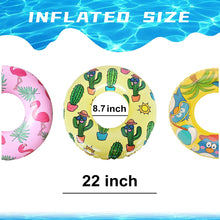 Load image into Gallery viewer, 3 Pack Inflatable Pool Tubes for Kids, Toddler Inner Tubes for Floating, Flamingo Swim Tube, Cactus Pool Ring Float, Penguin Pool Floaties for Children, Beach Swimming Ring and Toys for Infant 3-6
