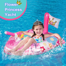 Load image into Gallery viewer, 10Leccion Toddler Pool Float for Girls with Squirt Gun, Inflatable Pool Toys for Kids, Pink Flower Princess Pool Floaties for Infant, Blow up Baby Water Float, Child Boat Shaped Summer Pool Game Toys
