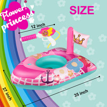 Load image into Gallery viewer, 10Leccion Toddler Pool Float for Girls with Squirt Gun, Inflatable Pool Toys for Kids, Pink Flower Princess Pool Floaties for Infant, Blow up Baby Water Float, Child Boat Shaped Summer Pool Game Toys
