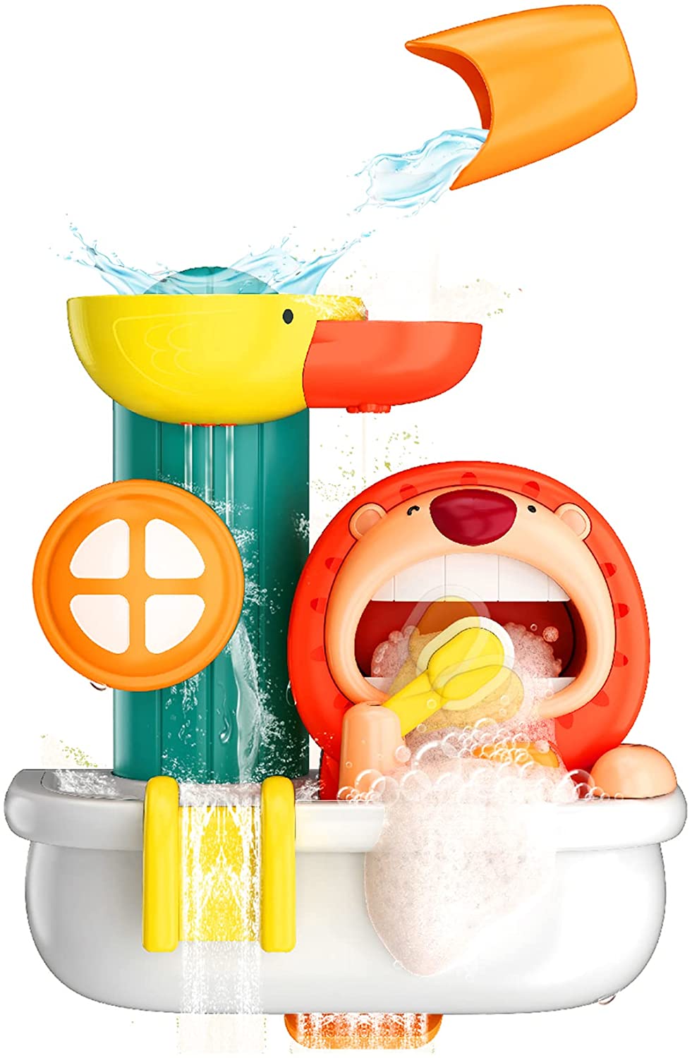 10Leccion Toddler Bath Toys, No Mold Baby Water Toys, Kids Bathtub Toys with Four Strong Suction Cups, Bath Bubble Maker for Infant, Educational Brushing Toys, A Good Partner for Babies' Bath Time