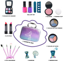 Load image into Gallery viewer, 10Leccion Girls Makeup Kit for Kids, Washable Mermaid Makeup, 20Pcs Play Makeup Set for Toddlers，Real &amp; Non Toxic Make Up for Little Girl，Party Gifts for Halloween Christmas Birthday
