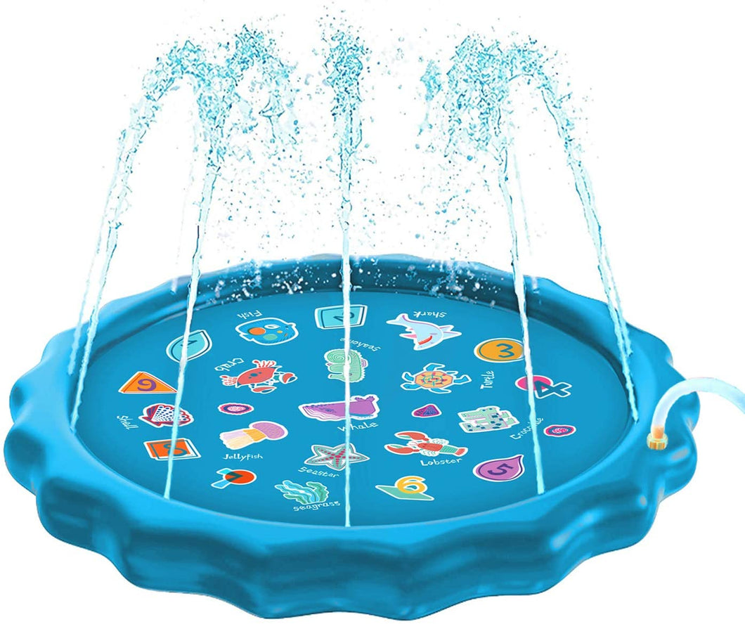 10Leccion 68” Kids Splash Pad for Outside, Backyard Sprinkler for Toddlers, Baby Splash Pool Mat, Water Wading Toys for Baby Children Girl Boy Dogs