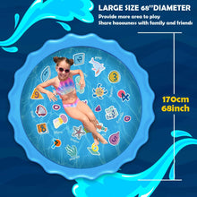 Load image into Gallery viewer, 10Leccion 68” Kids Splash Pad for Outside, Backyard Sprinkler for Toddlers, Baby Splash Pool Mat, Water Wading Toys for Baby Children Girl Boy Dogs
