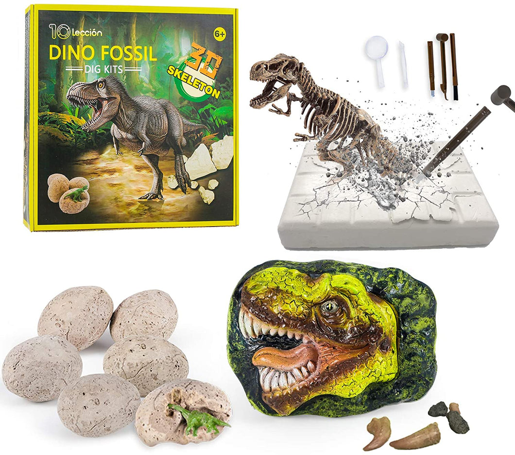 10Leccion Dinosaur Fossil Digging Kit for Kids, Dig It Up! Dinosaur Eggs Excavation Kit, Dino Fossil Dig Kit, Great STEM Science Kit Gift for Paleontology and Archeology Enthusiasts of Any Age